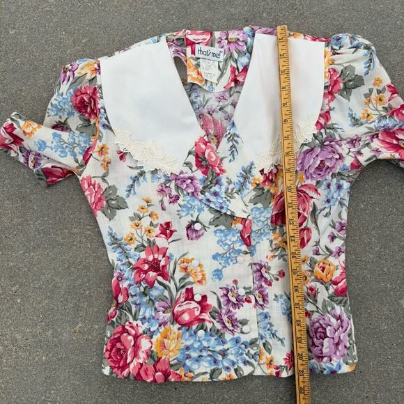 Vintage 80s That’s Me Romantic Floral Tapestry Lace Floral Womens Blazer Top 3/4 - Picture 7 of 9